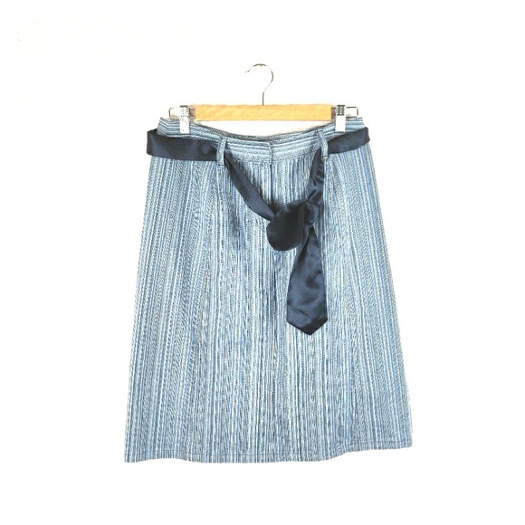 Christopher & Banks Blue Striped Stretch Skirt 6